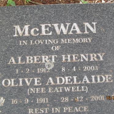 McEWAN Albert Henry 1912-2003 &amp; Olive Adelaide EATWELL 1911-2001