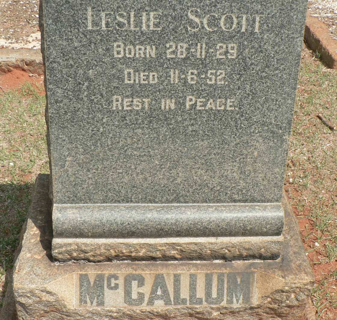 McCALLUM Leslie Scott 1929-1952