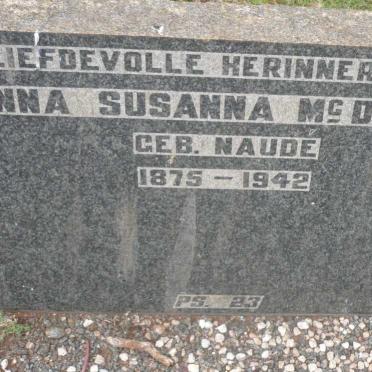 McDULING Anna Susanna nee NAUDE 1875-1942