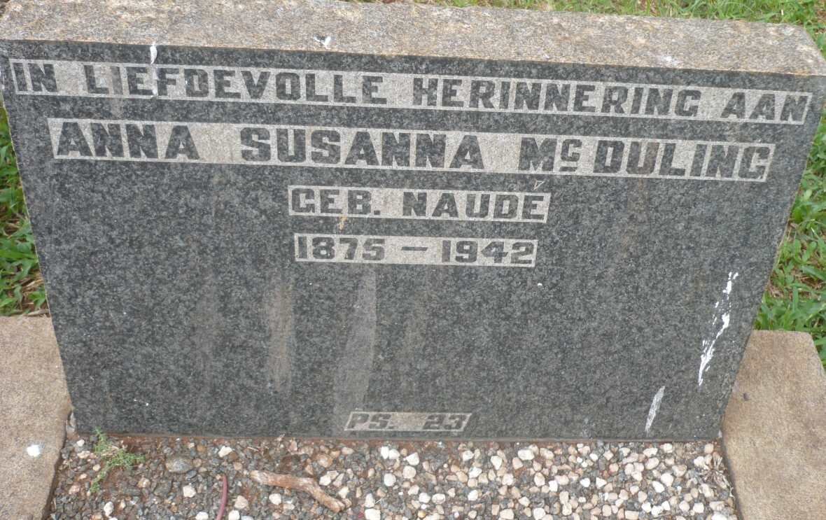 McDULING Anna Susanna nee NAUDE 1875-1942
