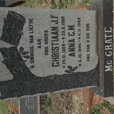 McCRATE Christiaan J.F. 1889-1960 &amp; Anna C.M. 1894-1969