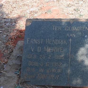 MERWE Ernst Hendrik, v.d. 1905-1952