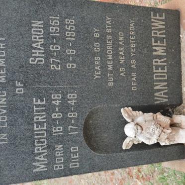 MERWE Marguerite, van der 1948-1948 :: VAN DER MERWE Sharon 1951-1958