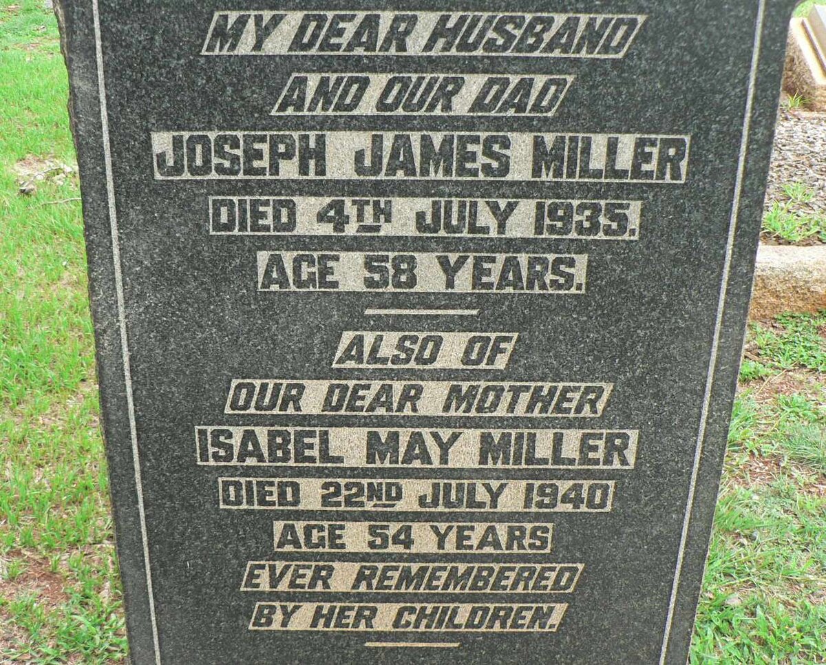 MILLER Joseph James -1935 &amp; Isabel May -1940