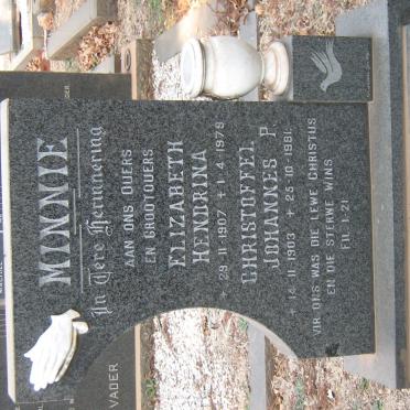MINNIE Christoffel Johannes P. 1903-1981 &amp; Elizabeth Hendrina 1907-1979