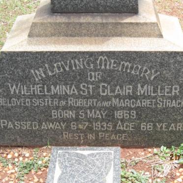 MILLER Wilhelmina St. Clair 1869-1935