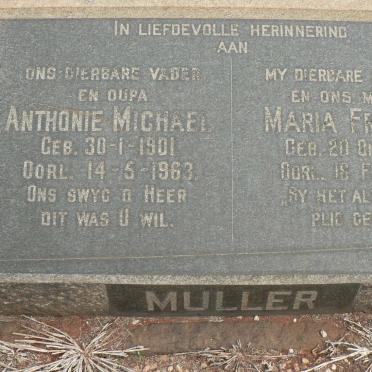 MULLER Anthonie Michael 1901-1963 &amp; Maria Francina 1906-1958