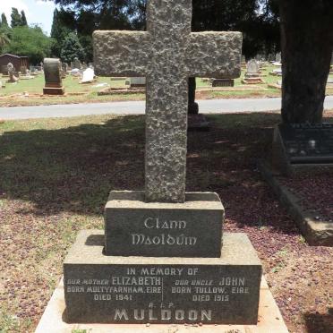 MULDOON John -1915 :: MULDOON Elizabeth -1941