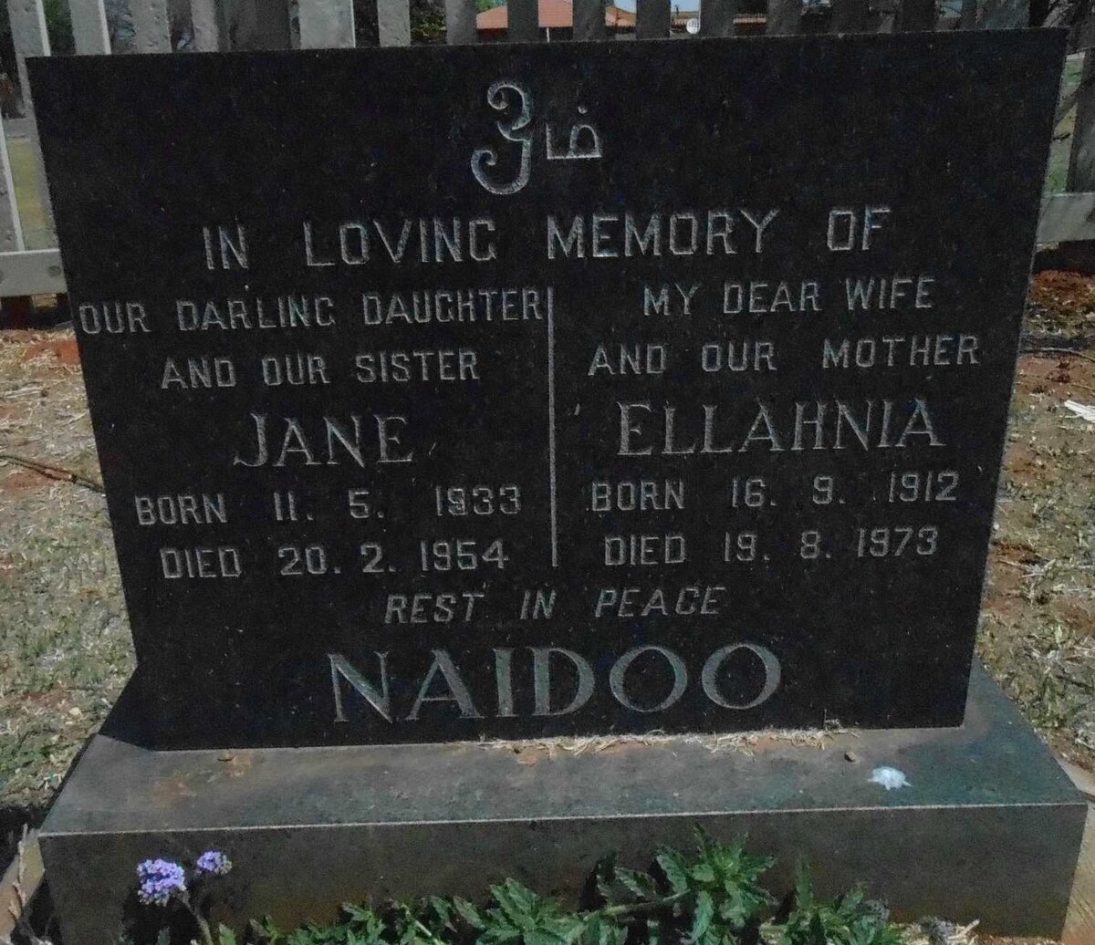 NAIDOO Ellahnia 1912-1973 :: NAIDOO Jane 1933-1954