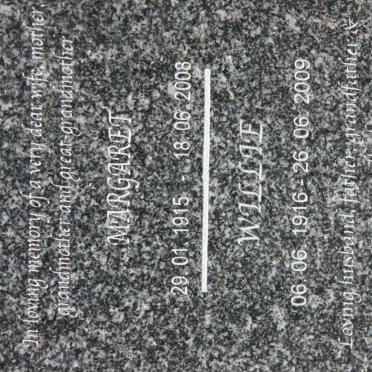 NEL Willie 1916-2009 &amp; Margaret 1915-2008