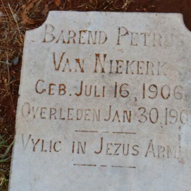 NIEKERK Barend Petrus, van 1906-190?