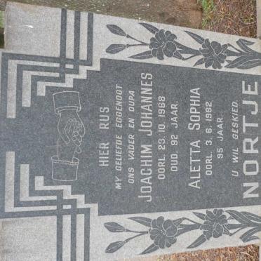 NORTJE Joachim Johannes -1968 &amp; Aletta Sophia -1982