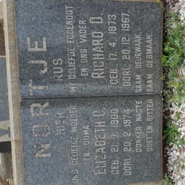 NORTJE Richard D. 1873-1967 &amp; Elizabeth C. 1900-1974