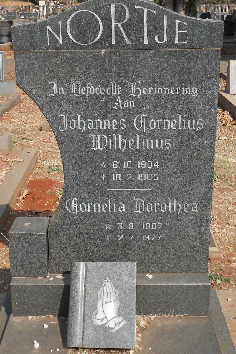 NORTJE Johannes Cornelius Wilhelmus 1904-1965 &amp; Cornelia Dorothea 1907-1977