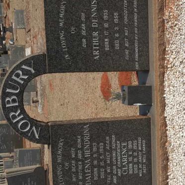 NORBURY Clarence 1910-1995 &amp; Magdalena Hendrina 1913-1989 :: NORBURY Arthur Dennis 1935-1958