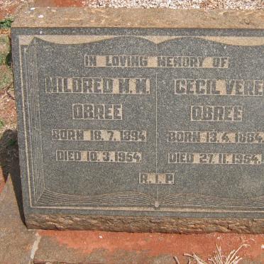 OBREE Cecil Vere 1884-1954 &amp; Mildred M.M. 1894-1954
