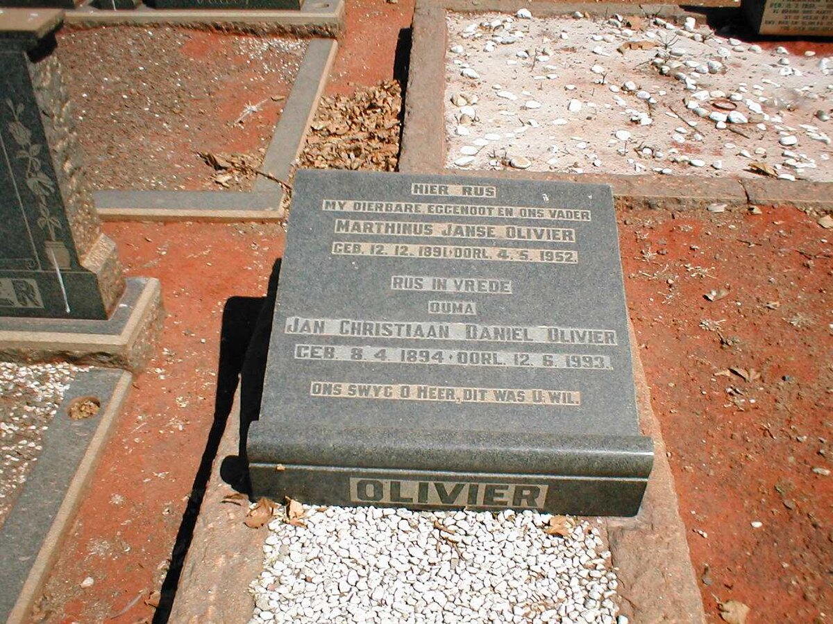 OLIVIER Marthinus Janse 1891-1952 &amp; Jan Christiaan Daniel 1894-1993