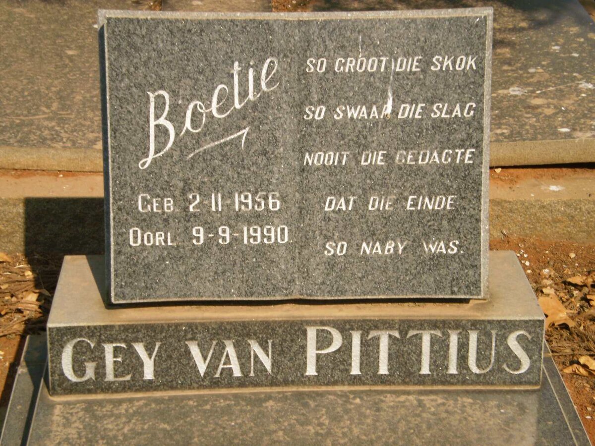 PITTIUS Boetie, Gey van 1956-1990