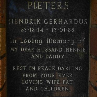 PIETERS Hendrik Gerhardus 1914-1988