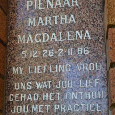 PIENAAR Martha Magdalena 1926-1986