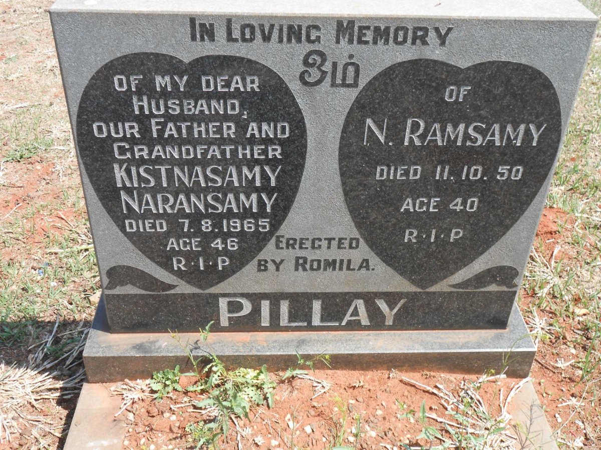 PILLAY N. Ramsamy -1950 :: PILLAY Kistnasamy Naransamy -1965