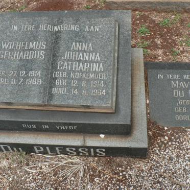 PLESSIS Wilhelmus Gerhardus, du 1914-1989 &amp; Anna Johanna Catharina KOEKEMOER 1914-1964