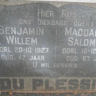 PLESSIS Benjamin Willem, du -1927 &amp; Magdalena Salomina -1950