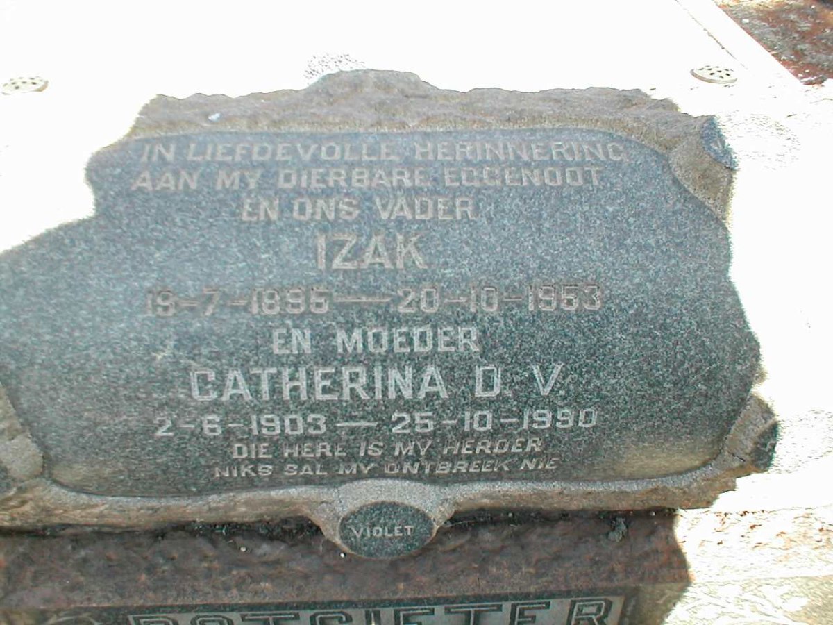 POTGIETER Izak 1895-1953 &amp; Catherina D.V. 1903-1990