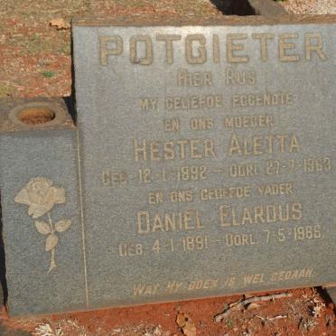 POTGIETER Daniël Elardus 1891-1966 &amp; Hester Aletta 1892-1963