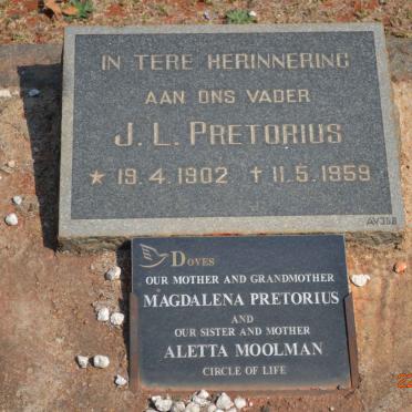 PRETORIUS J.L. 1902-1959 &amp; Magdalena :: MOOLMAN Aletta