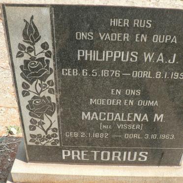 PRETORIUS Philippus W.A.J. 1876-1953 &amp; Magdalena M. VISSER 1882-1963