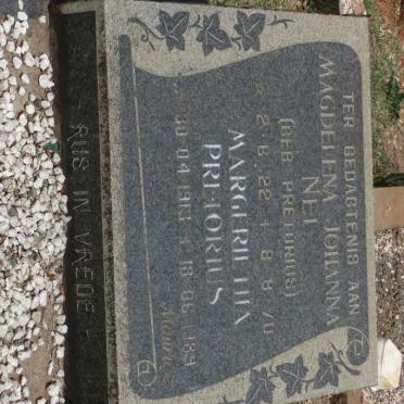 PRETORIUS Margerietha 1913-1989 :: NEL Magdelena Johanna nee PRETORIUS 1922-1970