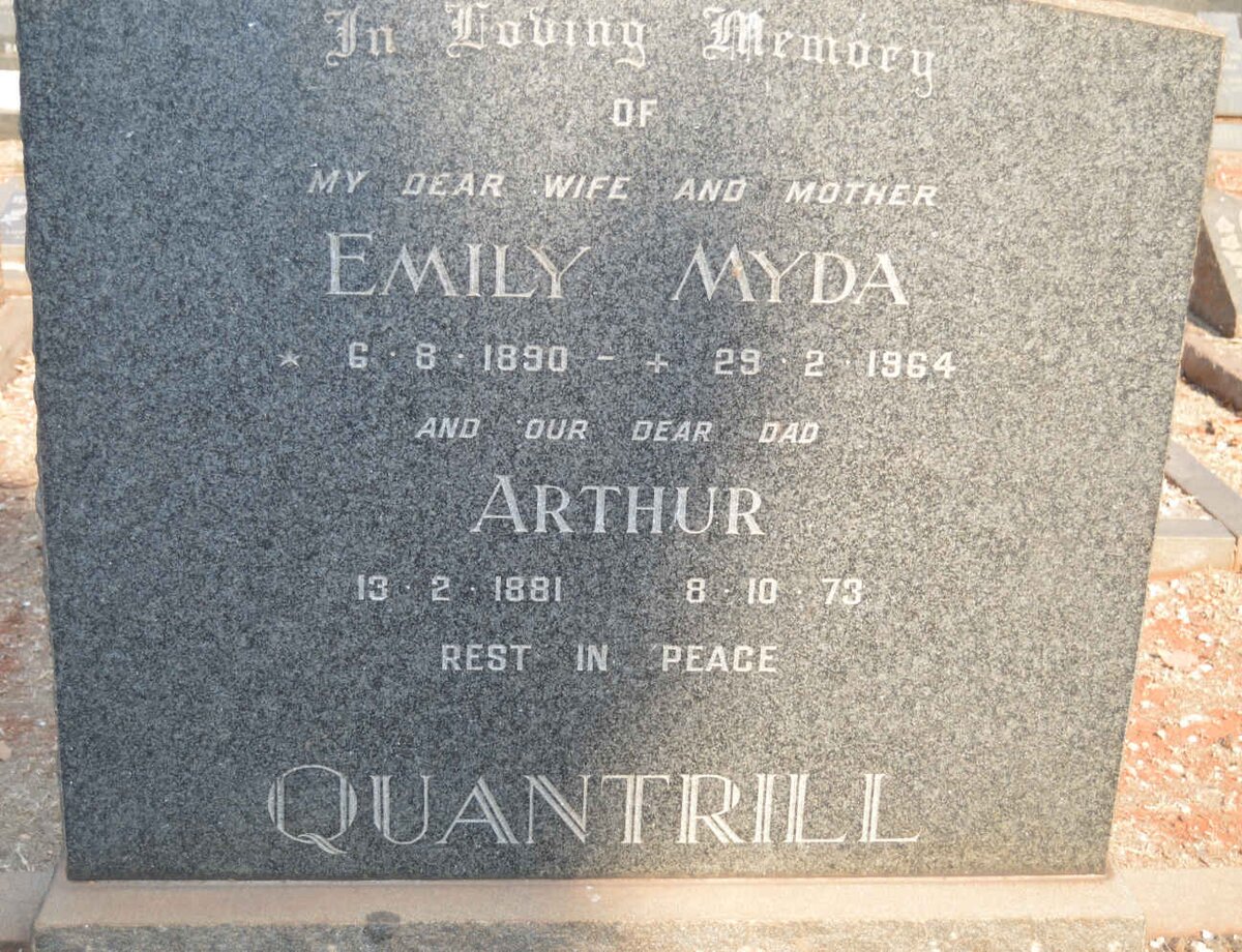 QUANTRILL Arthur 1881-1973 &amp; Emily Myda 1890-1964