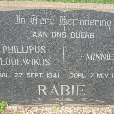 RABIE Phillipus Lodewikus -1941 &amp; Minnie -1959