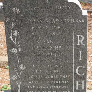 RICH Thomas Bradford 1919-1968 &amp; Susan Catherine Elizabeth ACTON 1922-1988