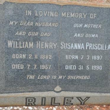 RILEY William Henry 1882-1957 &amp; Susanna Priscilla 1897-1990