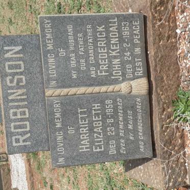 ROBINSON Frederick John Kendall -1963 &amp; Harriett Elizabeth -1958