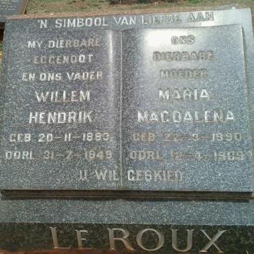 ROUX Willem Hendrik, le 1893-1949 &amp; Maria Magdalena 1890-1969