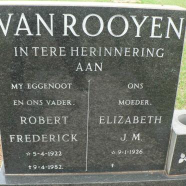ROOYEN Robert Frederick, van 1922-1982 &amp; Elizabeth J.M. 1926-