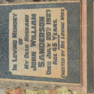 SANDERSON John William -1927
