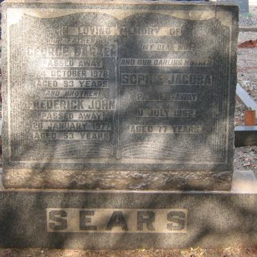 SEARS George Barker -1978 &amp; Sophie Jacoba -1962 :: SEARS Frederick John -1977