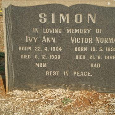 SIMON Victor Norman 1899-1966 &amp; Ivy Ann 1904-1966