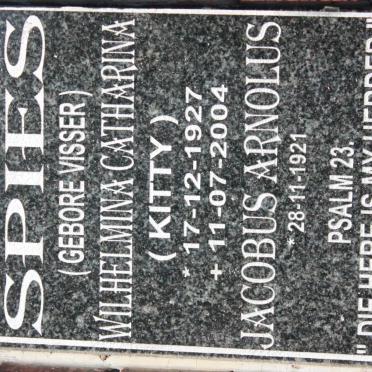 SPIES Jacobus Arnolus 1921- &amp; Wilhelmina Catharina VISSER 1927-2004