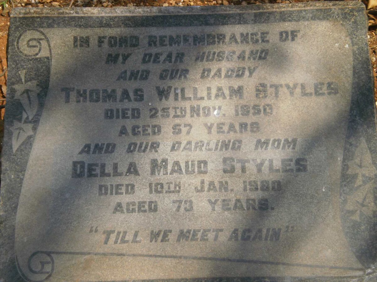 STYLES Thomas William -1950 &amp; Della Maud -1980