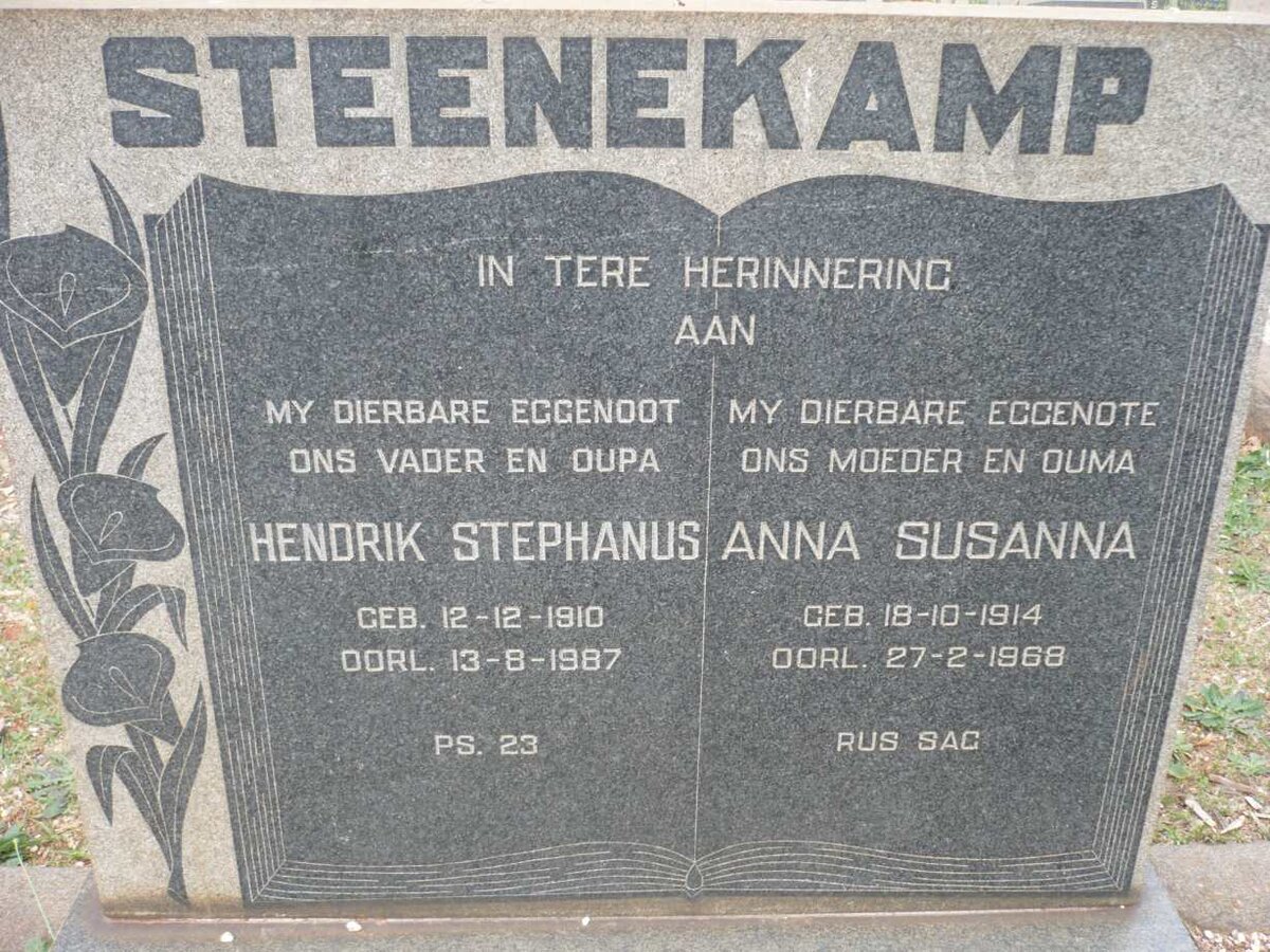 STEENEKAMP Hendrik Stephanus 1910-1987 &amp; Anna Susanna 1914-1968