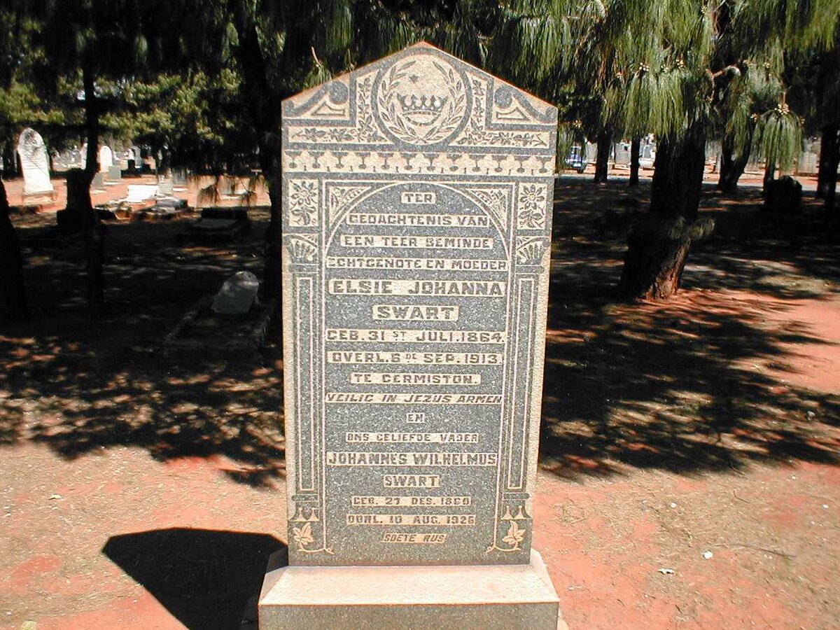SWART Johannes Wilhelmus 1860-1926 &amp; Elsie Johanna 1864-1913