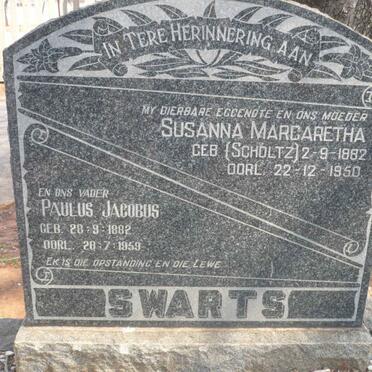 SWARTS Paulus Jacobus 1882-1959 &amp; Susanna Margaretha SCHOLTZ 1882-1950
