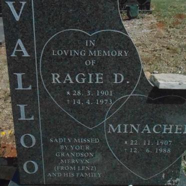 VALLOO Ragie D. 1901-1973 &amp; Minachee 1907-1988