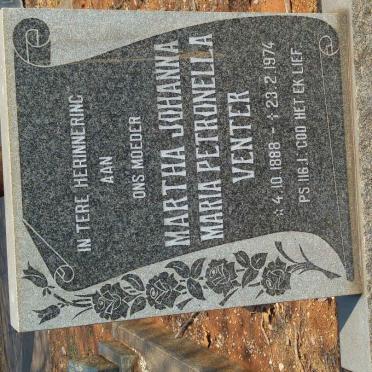 VENTER Martha Johanna Maria Petronella 1888-1974
