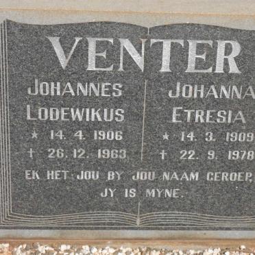 VENTER Johannes Lodewikus 1906-1963 &amp; Johanna Etresia 1909-1978